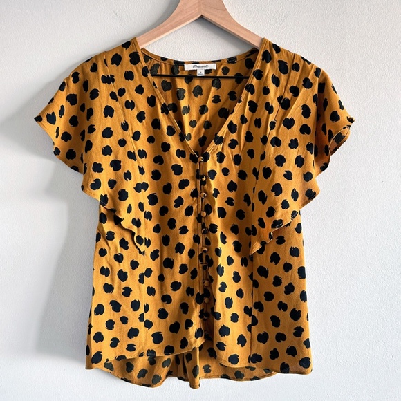 MadeWELL Carmelina Flutter-Sleeve Top | Painted Spots Egyptian Gold | Size 0 | - Picture 3 of 14